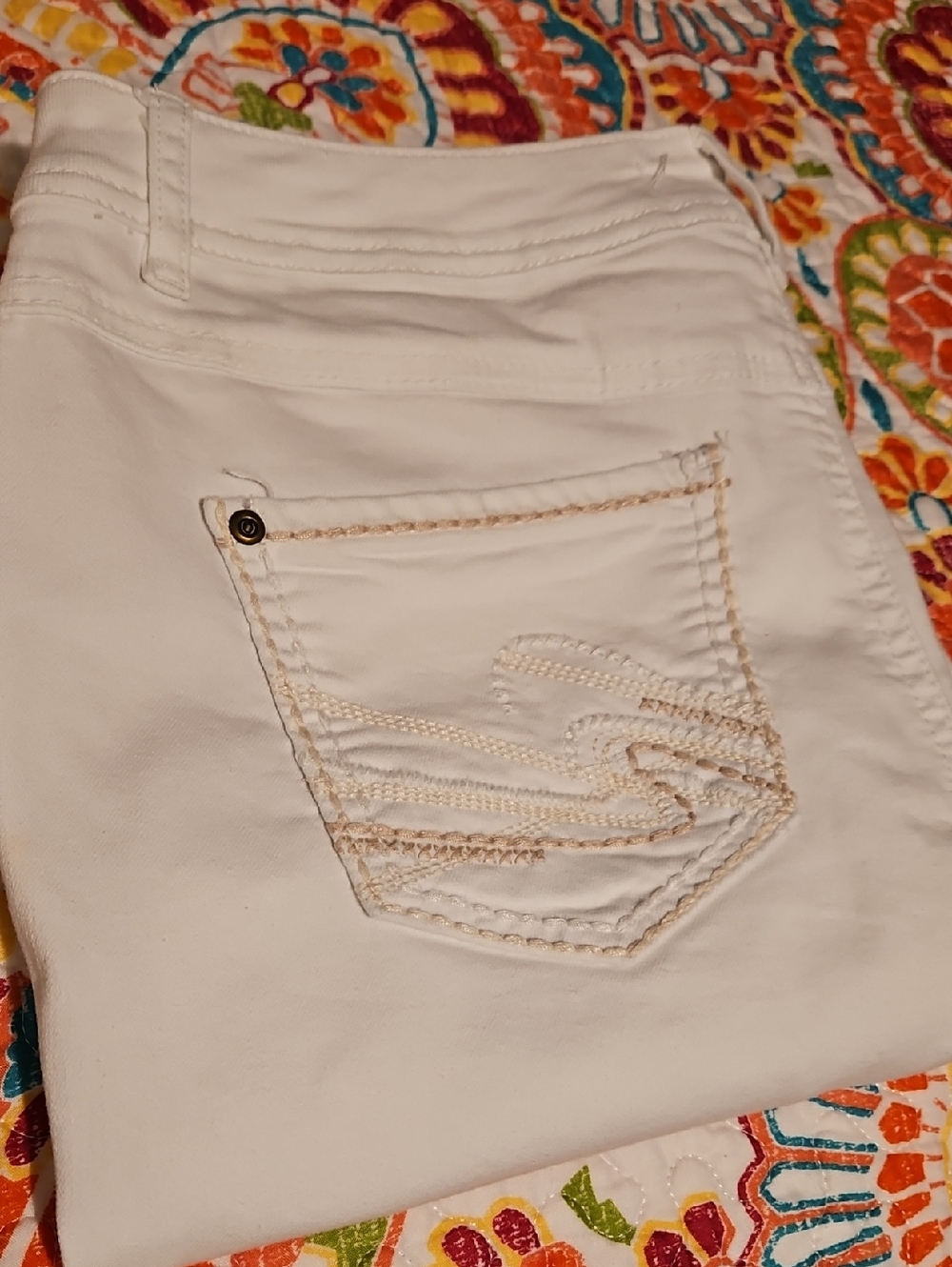 Cato White Boot Cut Jeans with Contrast Pocket Stitching